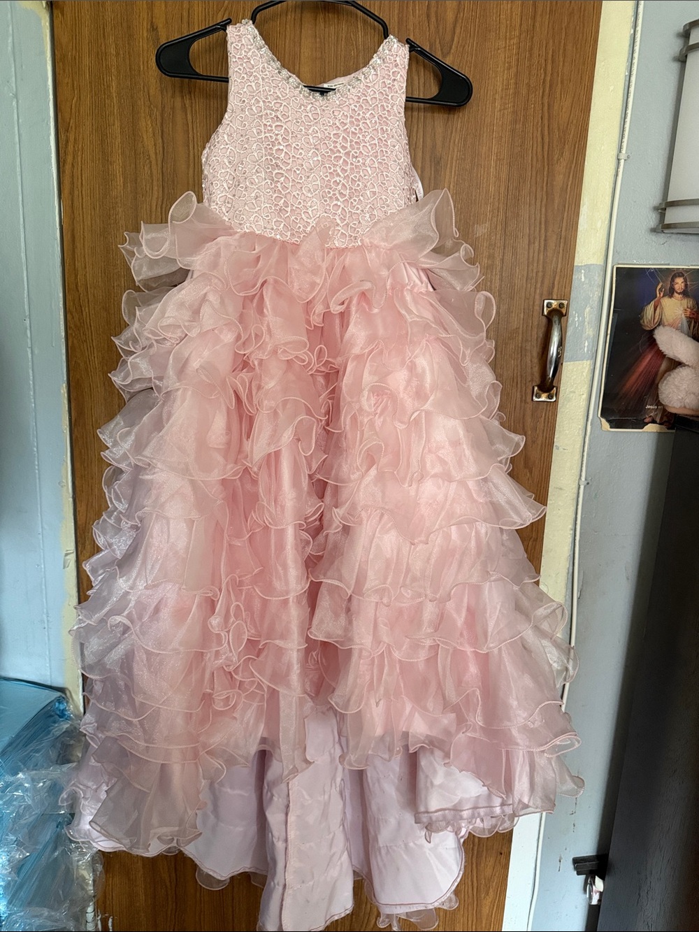 Sleeveless Pink Ruffled Tulle Formal Dress for Girls